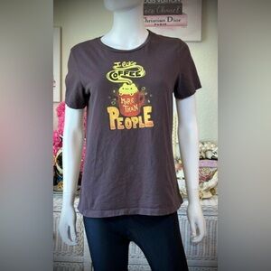 Vintage T-shirt “I Like Coffee More Than People” in brown color Size Small